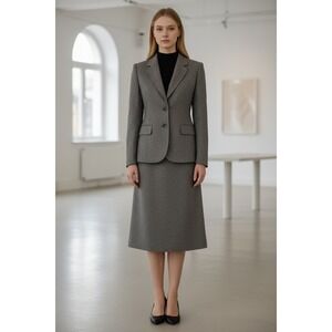 Evan-Picone Petites Vintage Grey Wool Blend Skirt Suit Jacket Blazer Set 6P 2P
